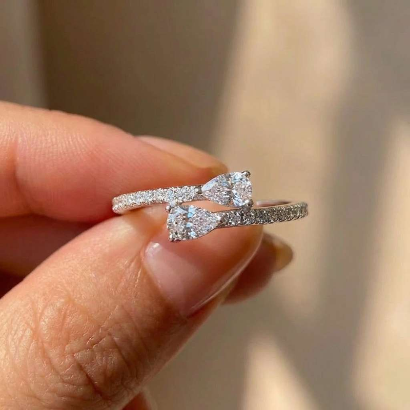 Wedding Z - 925 เงินสเตอร์ลิง แหวนนิ้วประดับเซอร์โคเนียสดใส อุปกรณ์เสริมสำหรับผู้หญิงสำหรับพิธีหมั้น แฟชั่น เครื่องประดับงานแต่งงานสุดเก๋