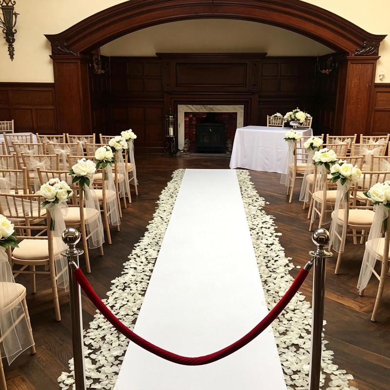 Aisle Runner White - พรมปูทางเดินสีขาว ใช้สำหรับตกแต่งภายในหรือภายนอกอาคาร เช่น บันได งานพิธี และงานอีเวนต์