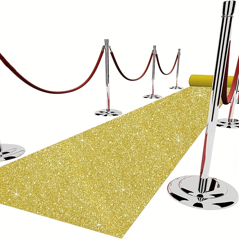 Aisle Runner White - พรมงานแต่งงานสีทอง, พรมแดงทางเดินเจ้าสาว, พรมทางเดินพิธี, วัสดุมันวาว, ใช้ได้ทั้งในร่มและกลางแจ้ง