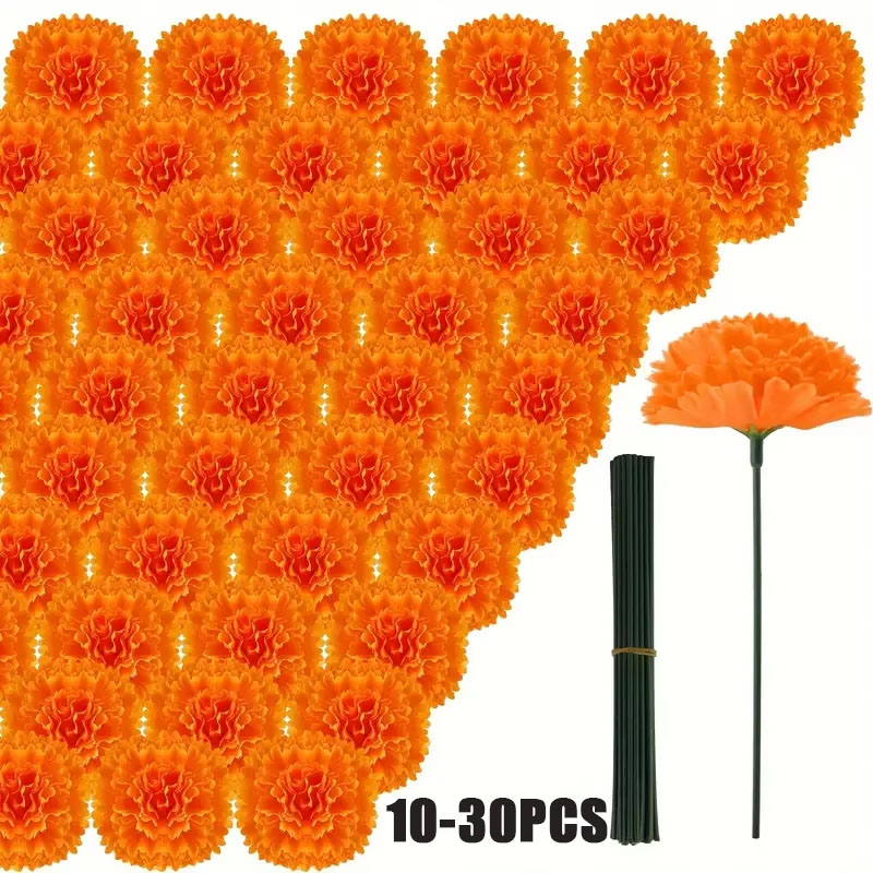 Indian Wedding Decor Supply - ดอกคาร์เนชั่นปลอม 10-30 ชิ้น สำหรับตกแต่งเทศกาลฮาโลวีน วันแห่งความตาย งานปาร์ตี้สไตล์เม็กซิกัน