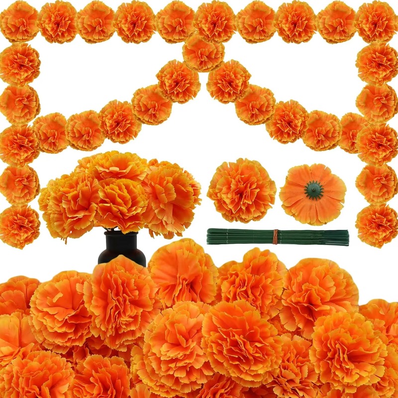Indian Wedding Decor Supply - ดอกคาร์เนชั่นผ้าไหม 10-30 ชิ้น สำหรับตกแต่งงานฮาโลวีน วันแห่งความตาย งานปาร์ตี้ชาวเม็กซิกัน