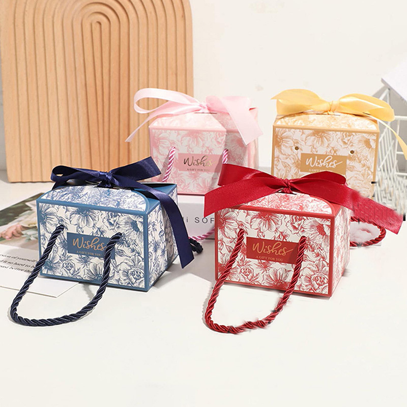 Wedding Supply.Box - กล่องใส่ลูกกวาดพร้อมหูหิ้ว25/50ชิ้นกล่องของขวัญของชำร่วยแต่งงานช็อกโกแลตดอกไม้ลูกไม้พร้อมริบบิ้นอุปกรณ์สำหรับงานเลี้ยงวันเกิด