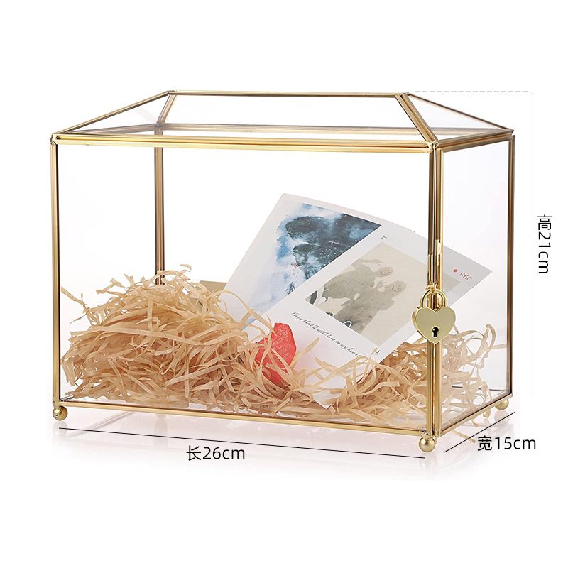 Wedding Card Box - กล่องใส่การ์ดแต่งงานสไตล์นอร์ดิก แก้วสีทอง ของขวัญวันเกิด ของตกแต่งบ้าน กล่องใส่น้ำหอมแบบเรียบง่าย ของประดับตกแต่ง