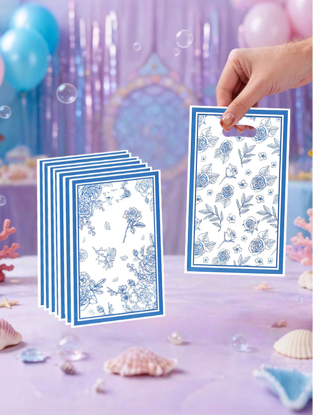 The Wedding Supply Store - ถุงของขวัญสำหรับงานปาร์ตี้ 20 ชิ้น/40 ชิ้น สีฟ้าและสีขาว ถุงของขวัญลายดอกไม้หลากหลายแบบ