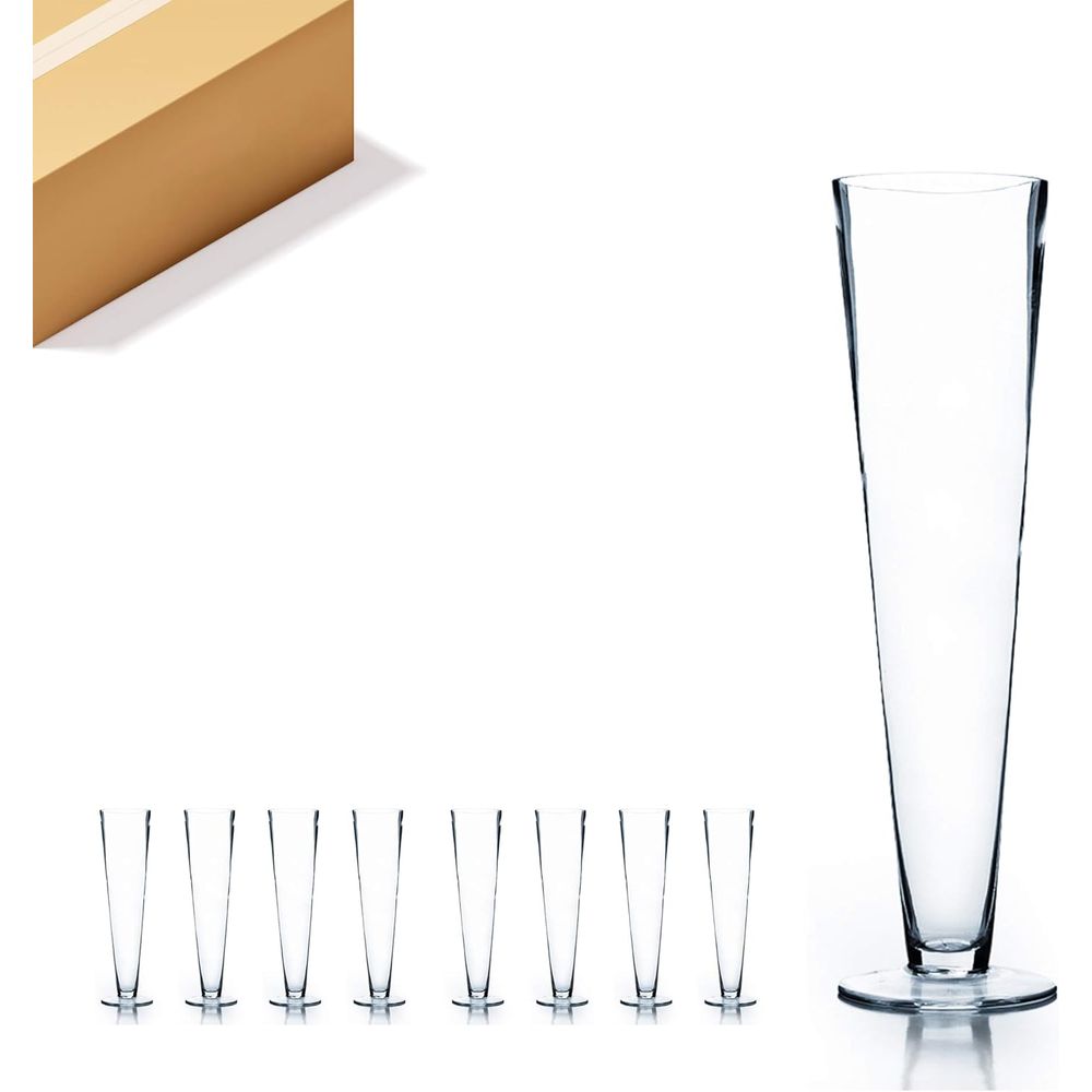 Centerpiece Vase Tall - แจกันแก้วทรงทรัมเป็ต WGV แบบขายส่ง, ปากกว้าง 4 นิ้ว,