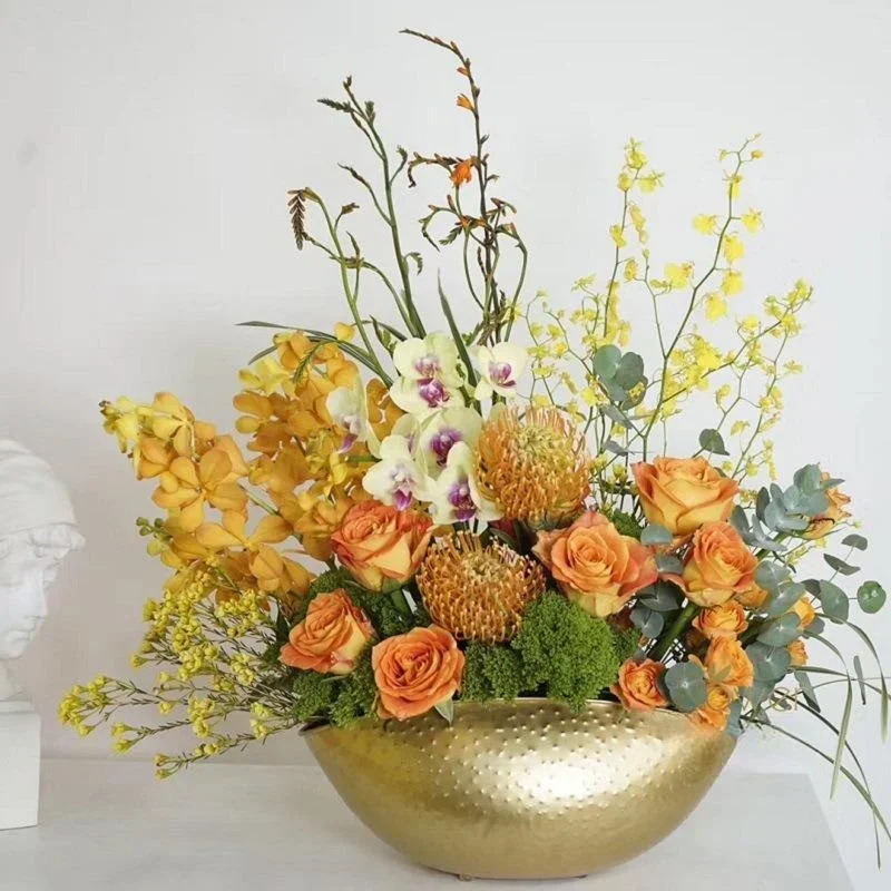Centerpiece Vase Tall - กระถางต้นไม้ทรงโถทองคำขนาดใหญ่แบบใหม่ กระถางจูเปา สำหรับปลูกดอกไม้ ทำด้วยมือจากเหล็ก สำหรับตกแต่งบ้าน โรงแรม