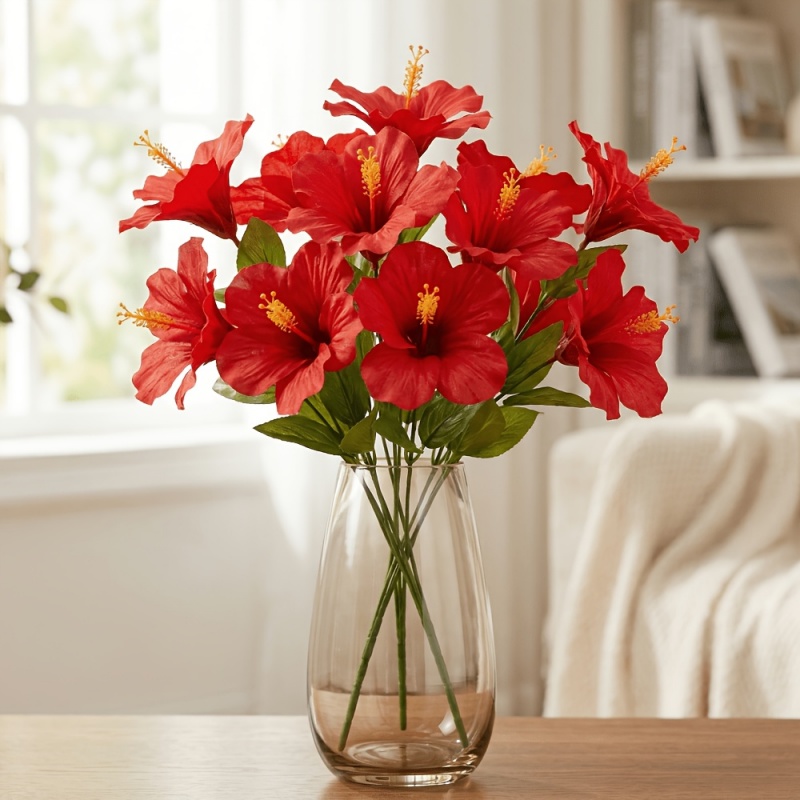 ดอกไม้ 15 ดอก = 3 ช่อของดอกชบา - Centerpiece Vase Tall บทวิจารณ์และราคา