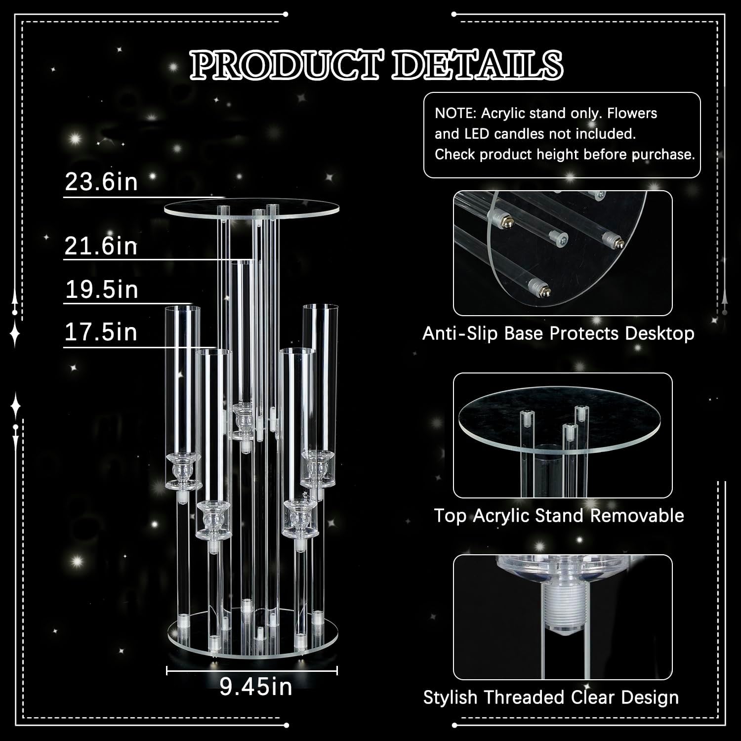 เชิงเทียนอะคริลิกแบบ 5 แขนพร้อ - Centerpiece Vase Tall บทวิจารณ์และราคา