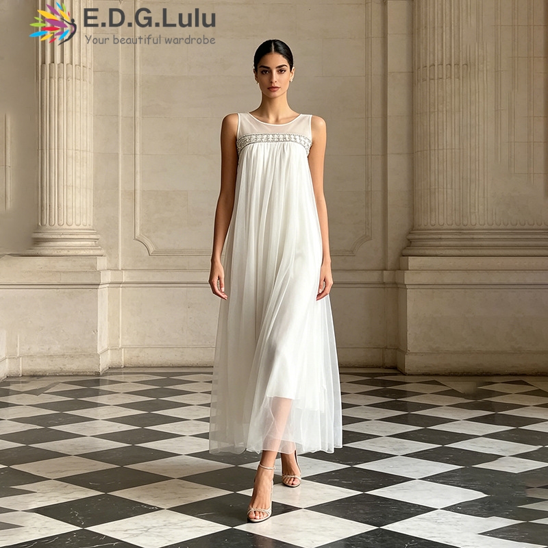 EDGLuLu ชุดเดรสยาวคุณภาพสูง คอ - Wedding Lulu บทวิจารณ์และราคา