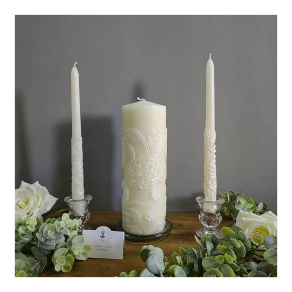ชุดเทียนแต่งงานสีครีมสูง 1 นิ้ - Unity Candle Set บทวิจารณ์และราคา